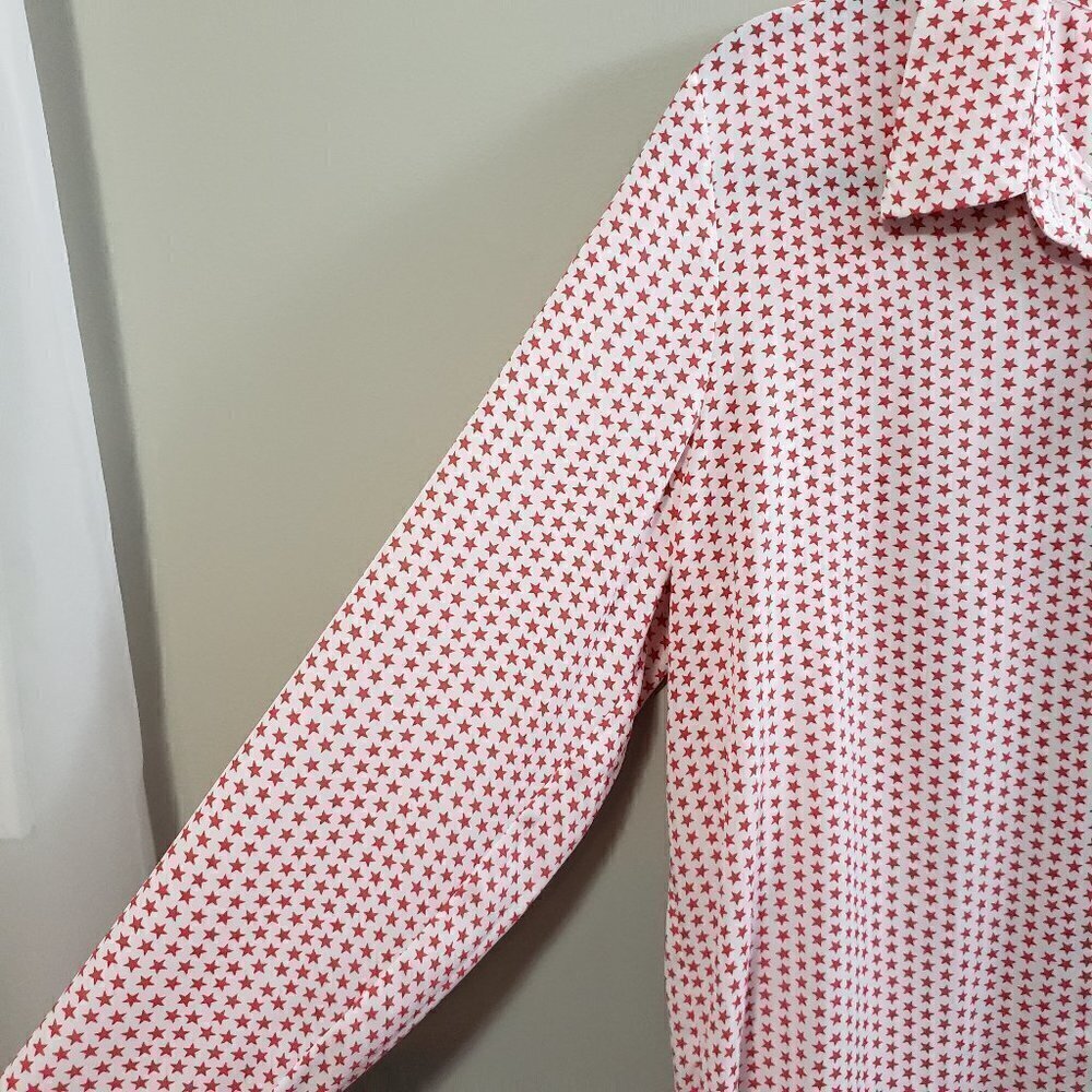 NEW * Joe Fresh * Pink Stars Print Blouse * Sz Lg - Picture 5 of 9